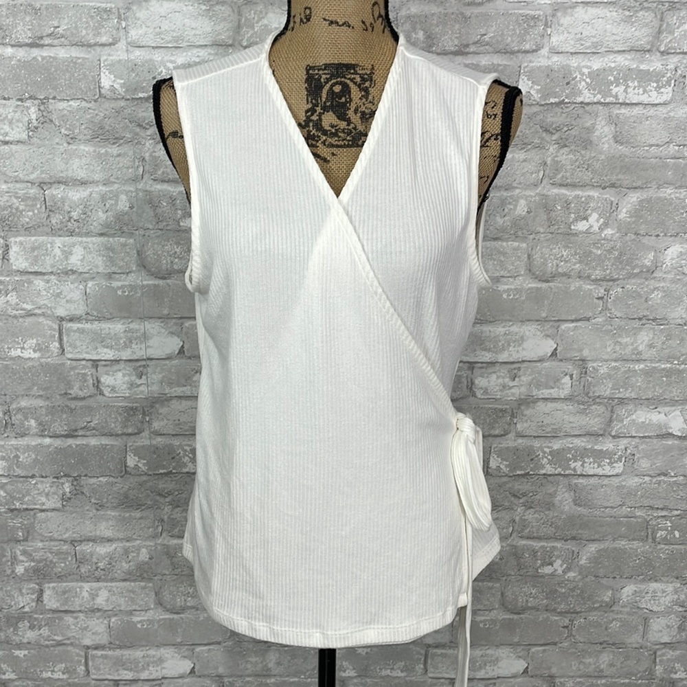 Gap Ribbed Sleeveless Wrap Sweater With Belt